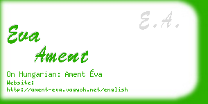 eva ament business card